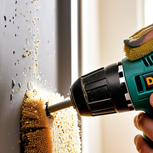 **

> Close-up photo of a power tool (e.g., drill, sander) being carefully cleaned with a brush. Focus on dust and debris being removed from ventilation slots. Emphasize the importance of regular cleaning for tool longevity. Lighting should be bright and showcase detail.

**
